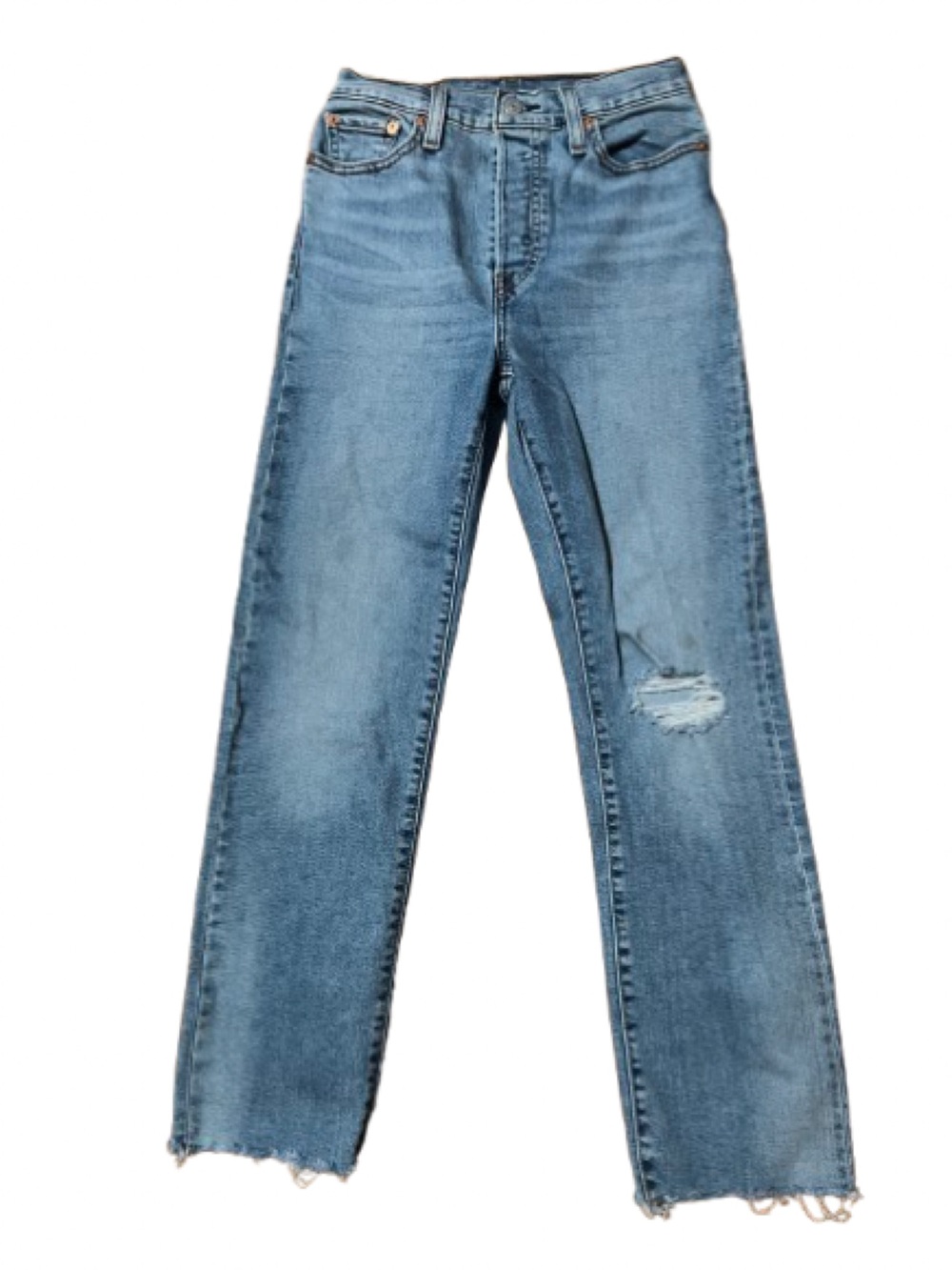 Levi’s Wedgie Straight Blue Women's Distressed Button Fly Denim Jeans Size 26